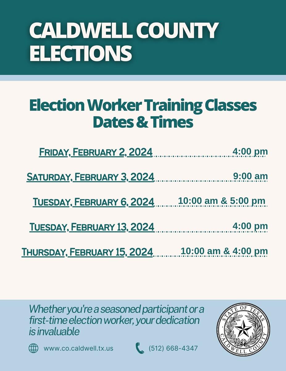 Election Worker Training Classes
